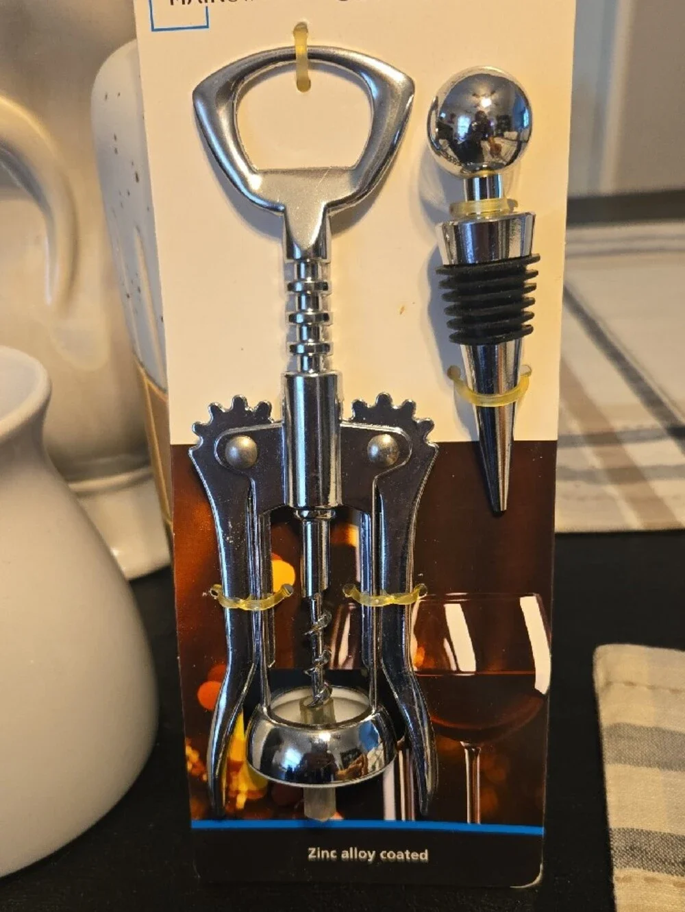 Mainstays Silver Tone Wing Corkscrew and Bottle Stopper Set🩶 NEW